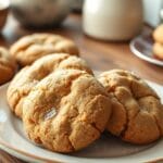 Soft and chewy brown sugar cookies stacked on a plate
