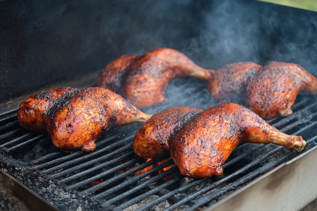 Juicy smoked spatchcock chicken with crispy skin, served fresh off the grill for a flavorful BBQ meal