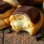 A batch of Boston Cream Pie cookies with creamy custard filling and chocolate topping, displayed on a plate.